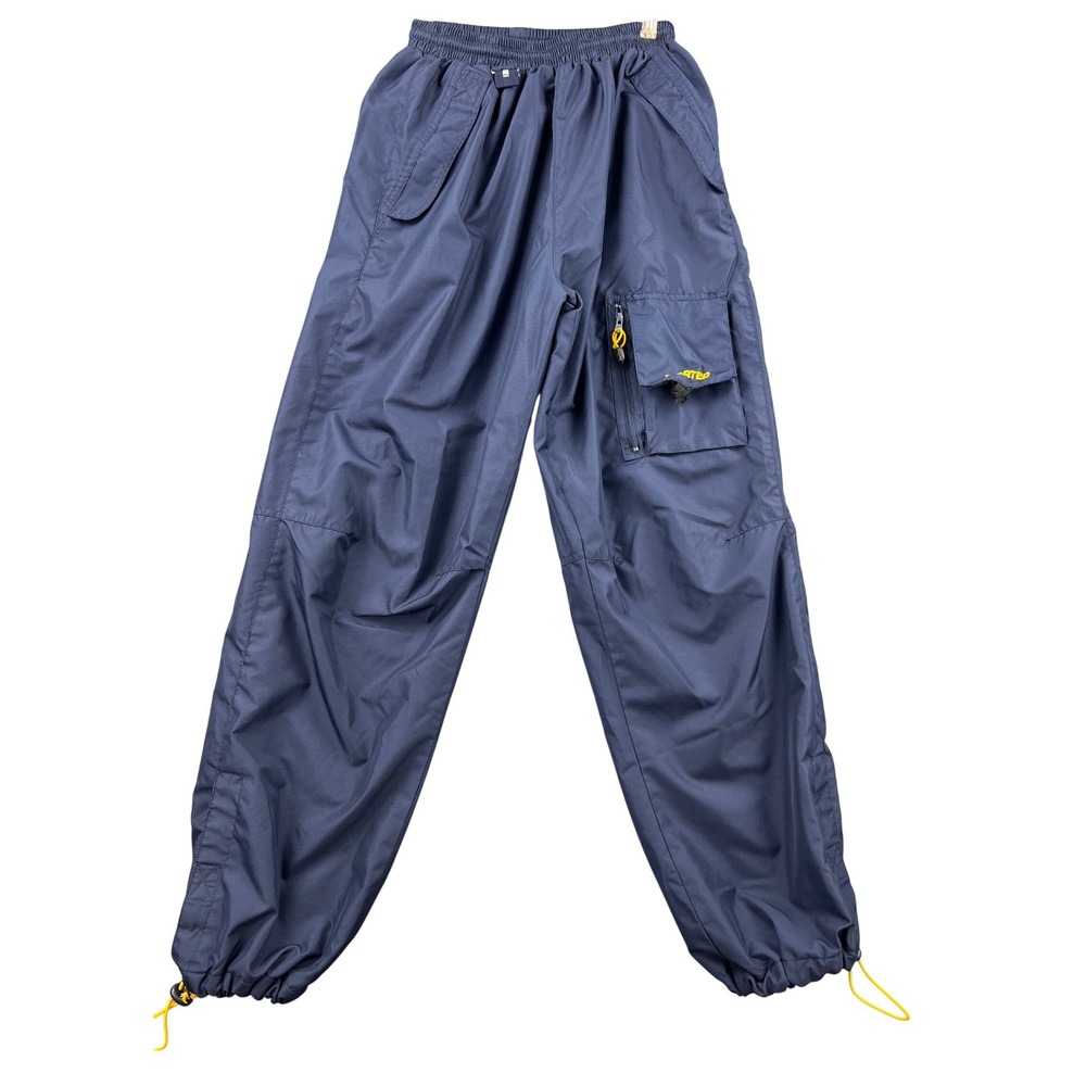 Starter Cargo Track Pants Mens Small Navy Blue Good Vintage Windbreaker Joggers